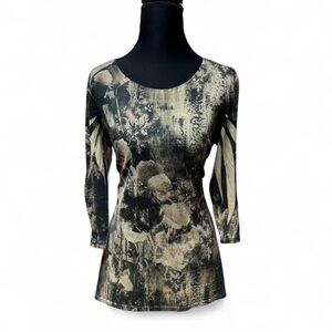 Y2K whimsygoth floral rhinestone top large early 2000s vtg grunge Fairycore